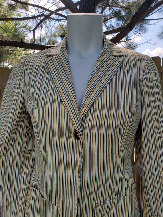 1990's vintage Striped Etro Milan fitted cotton b… - image 1