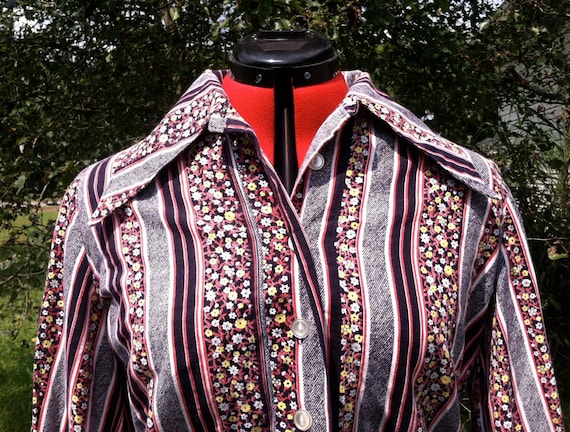 70's vintage hippie blouse/huge lapel hippie blou… - image 2