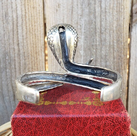 1960's vintage Huge Cobra snake sterling silver c… - image 6