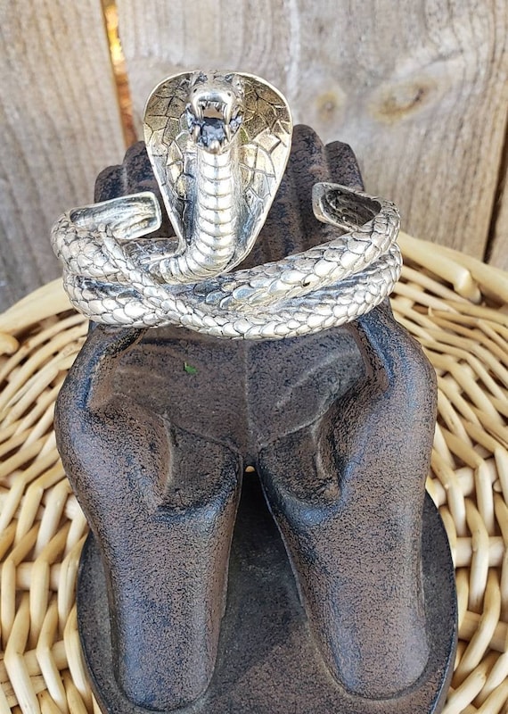 1960's vintage Huge Cobra snake sterling silver cu