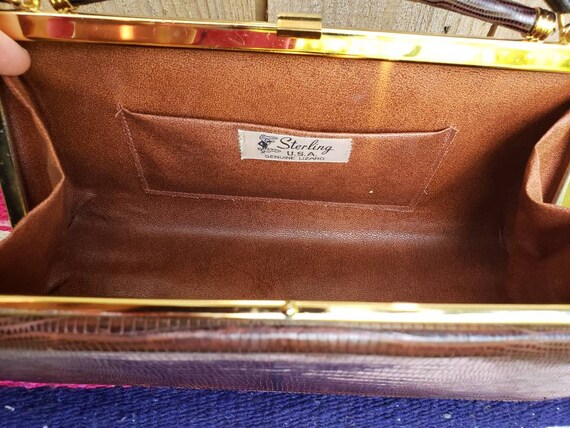 1940's vintage genuine lizard skin brown box purs… - image 6