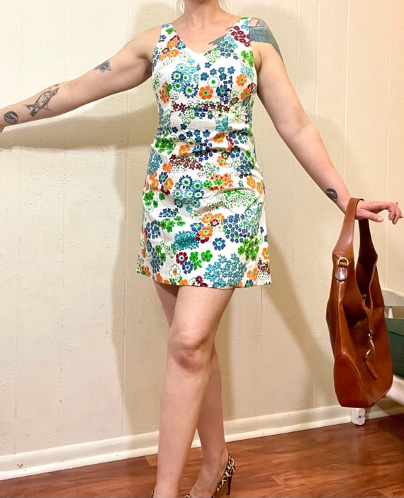 60's vintage A-line sun dress with Bra/60's flowe… - image 5