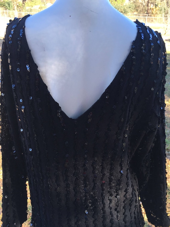 1970's vintage I. Magnin Black sequin party dress/