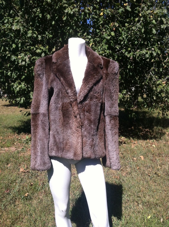 1940's vintage genuine fur short coat/40's brown f