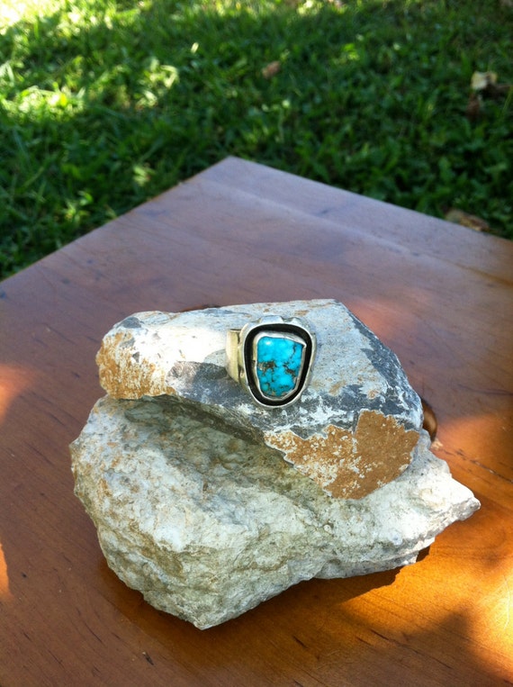 60's Southwest turquoise sterling silver ring/60'… - image 4