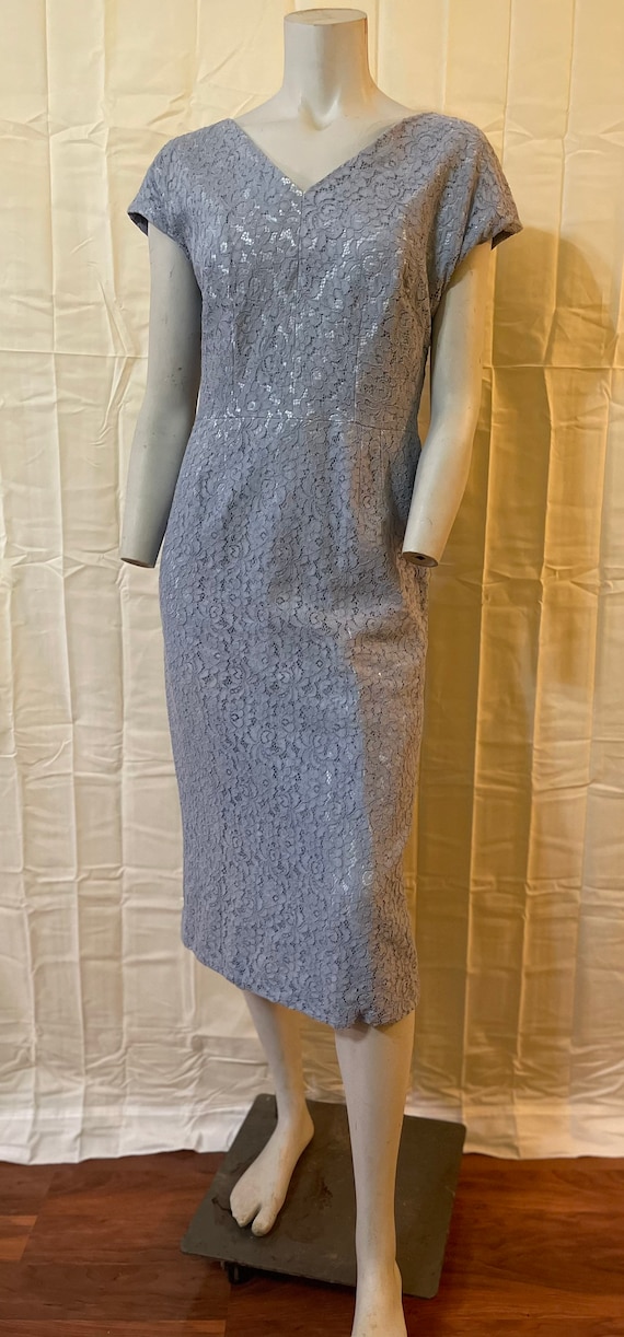 1950’s vintage powder blue lace wiggle dress/1950… - image 7