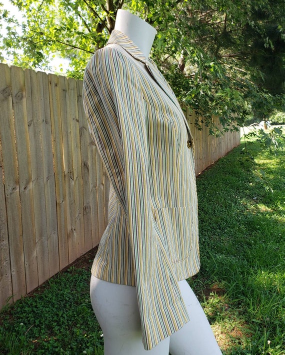 1990's vintage Striped Etro Milan fitted cotton b… - image 2