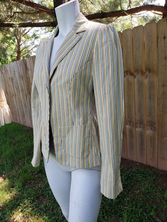 1990's vintage Striped Etro Milan fitted cotton b… - image 3