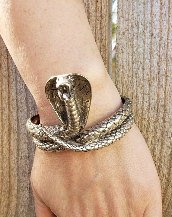 1960's vintage Huge Cobra snake sterling silver c… - image 2