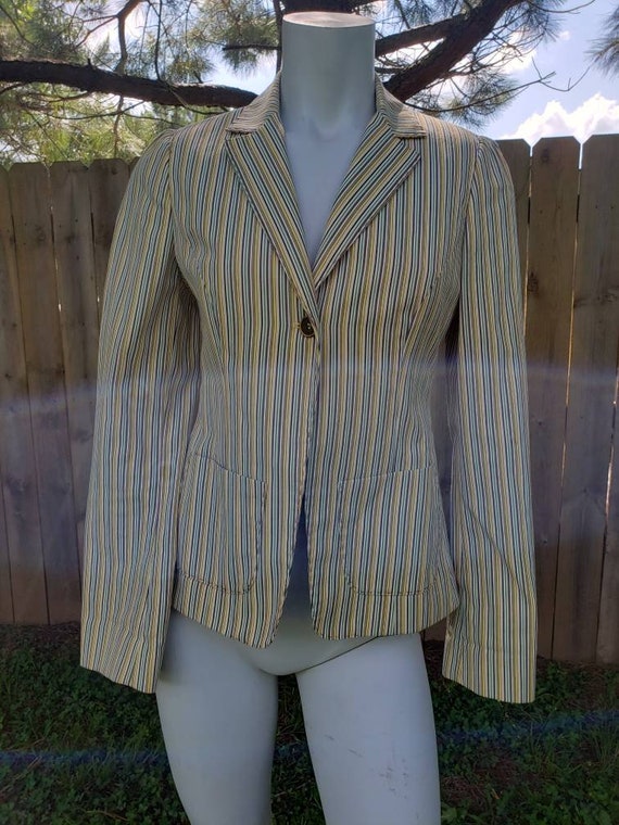 1990's vintage Striped Etro Milan fitted cotton b… - image 4