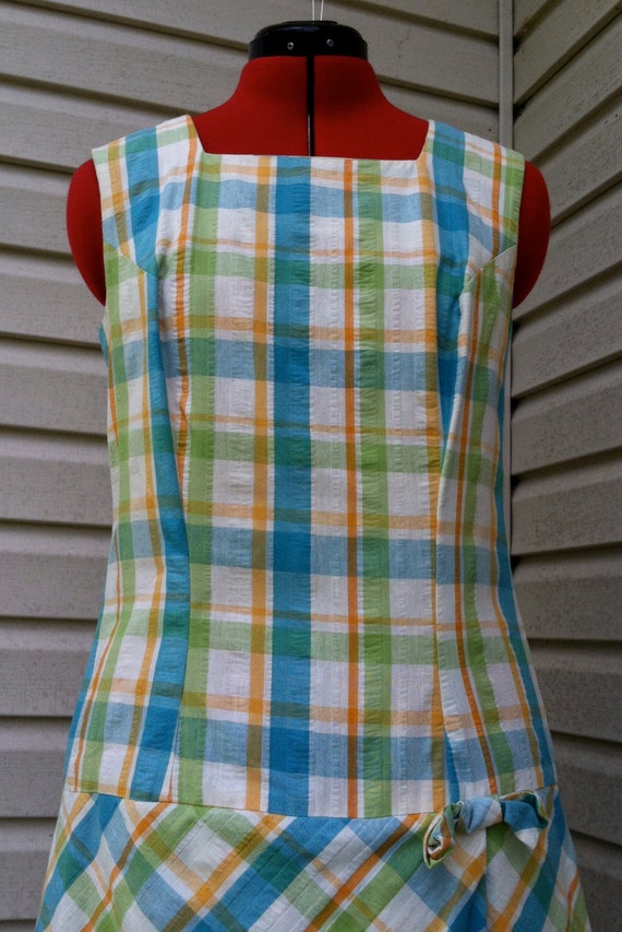 60's vintage Mod preppy Scooter dress/60's plaid