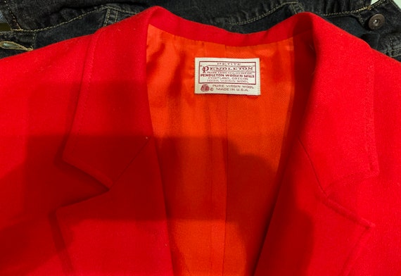 Vintage 90s Pendleton Wool Blazer: Cherry Red Jac… - image 6