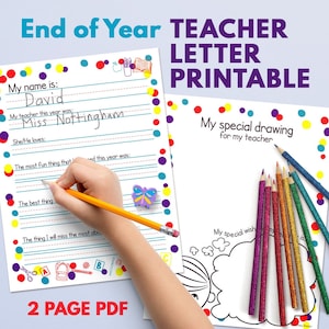 Carta de maestro de fin de año - Imprimible - Regalo para maestro - Fin de escuela - Regalo de agradecimiento - Este año el próximo año imprimible