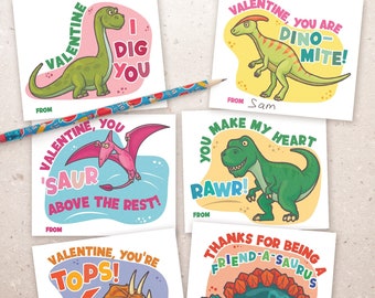 Dinosaur Valentines - Printable Valentine Cards - Dinosaur Cards - Kids Valentines - Prehistoric - Instant Download