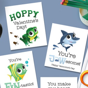 Cute Sea Animals Valentines - Printable Valentines - Kids Valentines - Ocean Valentines - Octopus - Dolphin - Fish - Digital Download