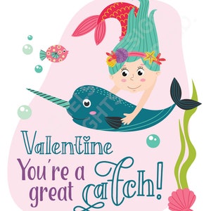 Mermaid Valentine Cards - Kids Printable Valentines - Ocean - Under the ...
