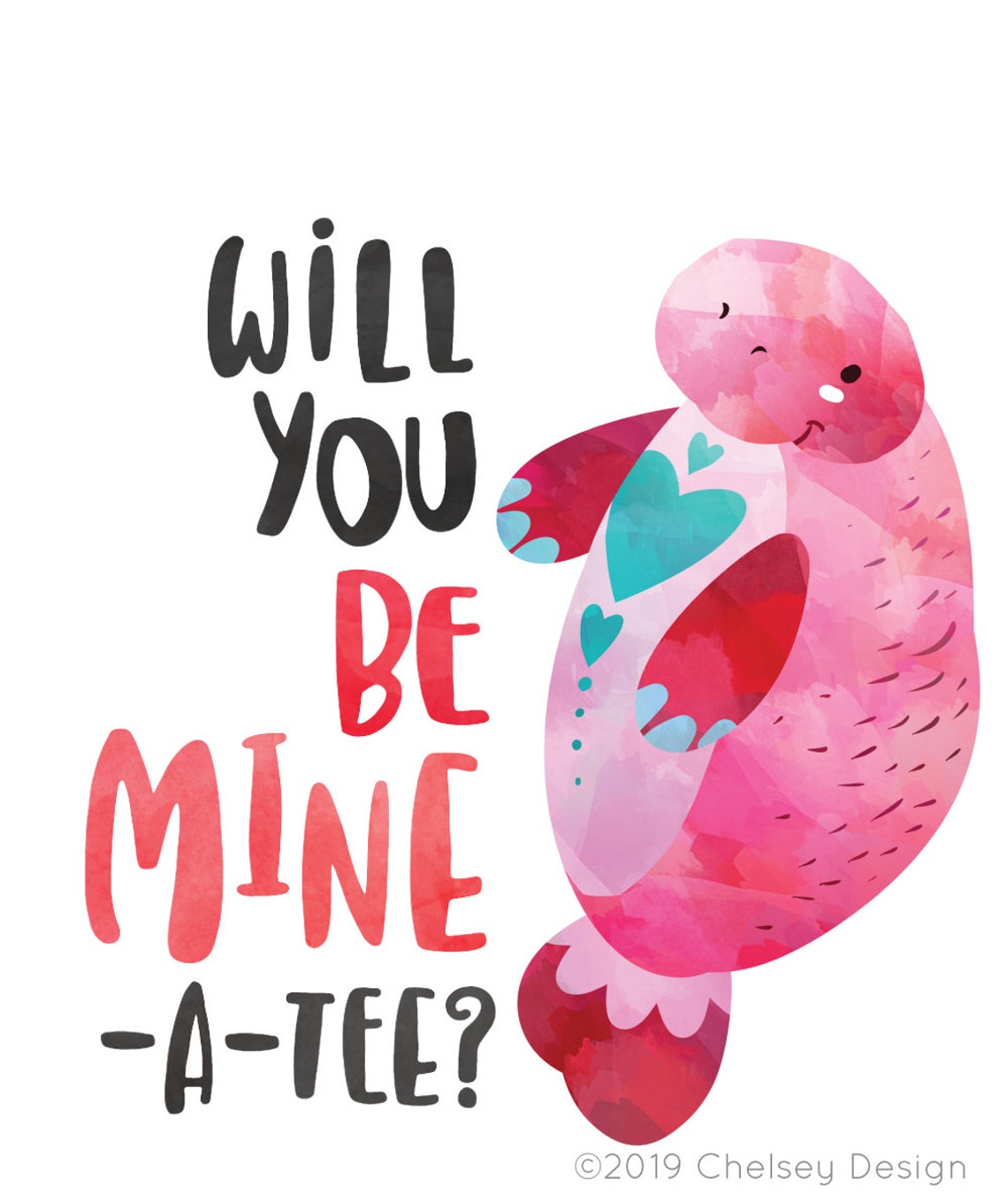 Manatee Valentine Card Printable Kids Valentine Card - Etsy