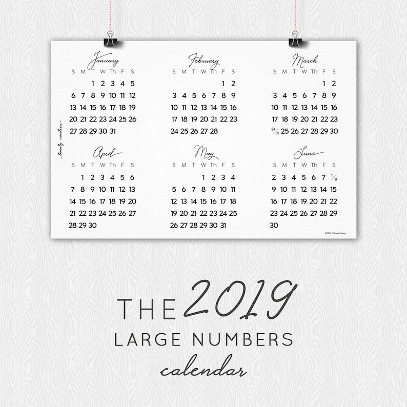 2019 Substantial Quantities Calendar-PRINTABLE-Electronic Obtain image regarding Large Printable Numbers named 2019 Massive Quantities Calendar-PRINTABLE-Electronic Obtain