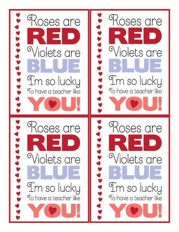 Valentines Day Card For Teacher Digital Print Letter Size Etsy