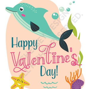 Mermaid Valentine Cards - Kids Printable Valentines - Ocean - Under the ...