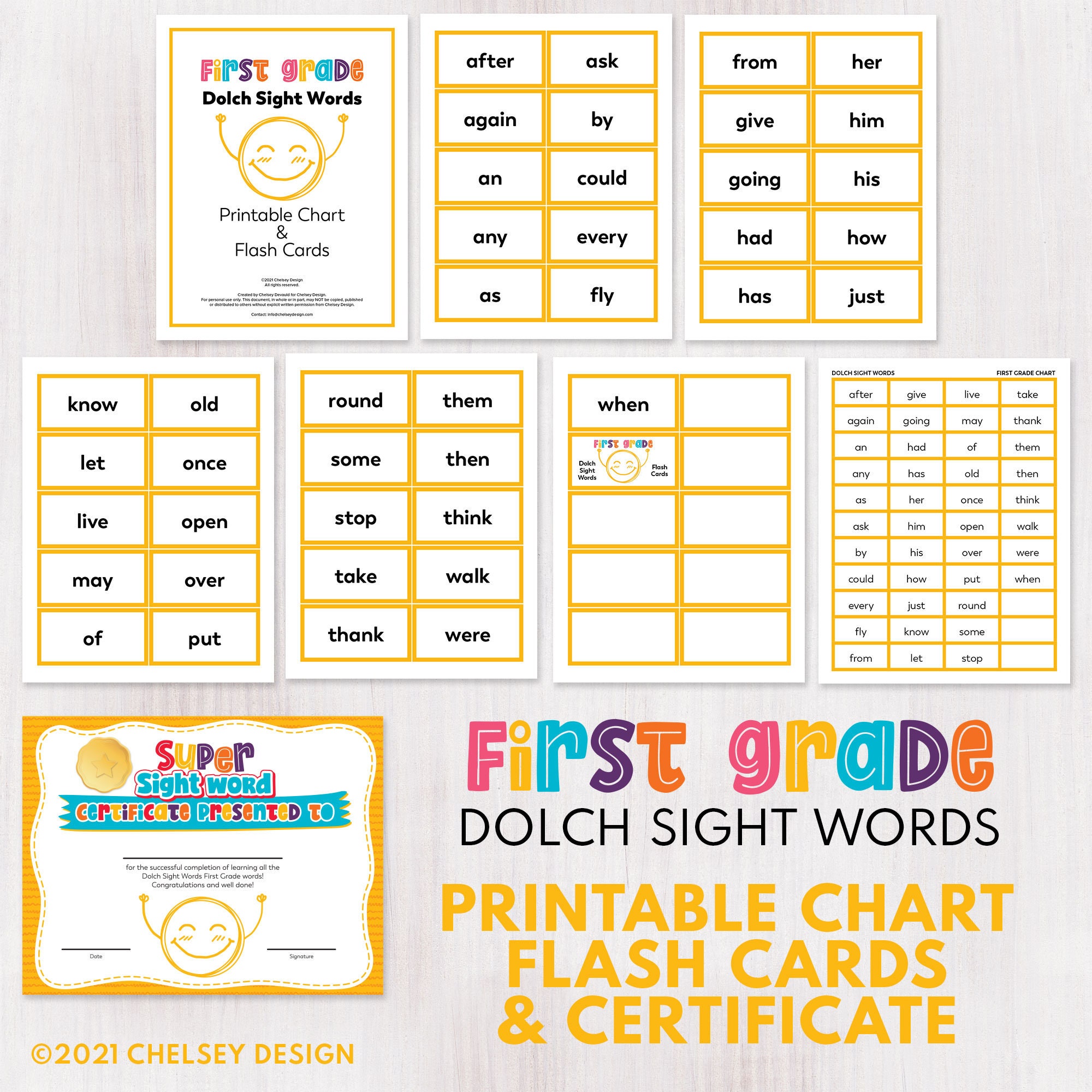 First Grade Dolch Sight Words - Grade 1 Sight Words - Printable - Flash ...
