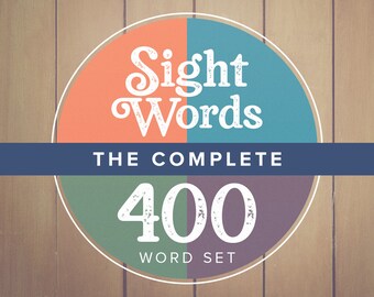 Sight Words - Paquete completo - 400 palabras - Práctica de impresión- Palabras de alta frecuencia - Tarjetas flash - Descarga digital - Word Chart
