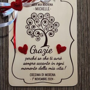 Targa legno personalizzata albero della vita battesimo cresima comunione ricordo madrina padrino idea regalo completa scatola regalo omaggio
