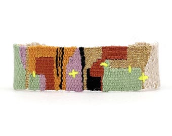 Handwoven Unique Bracelet: handwoven textile piece - art to wear