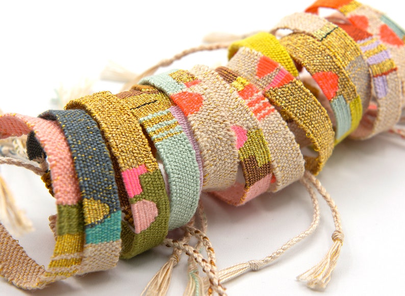 Handwoven bracelets Limited Edition Textile jewelry Boho chic style Unique gifts Woven Boho Jewelry Fiber Art Jewelry image 3