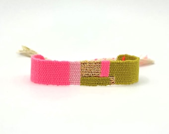Handwoven Boho Bracelet: Textile Fiber Art Jewelry