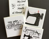 Sewing Coasters Sewer Coasters Gift for Sewer Ceramic Tile Coasters Seamstress Gift Birthday Gift Drink Coasters Sewing Room