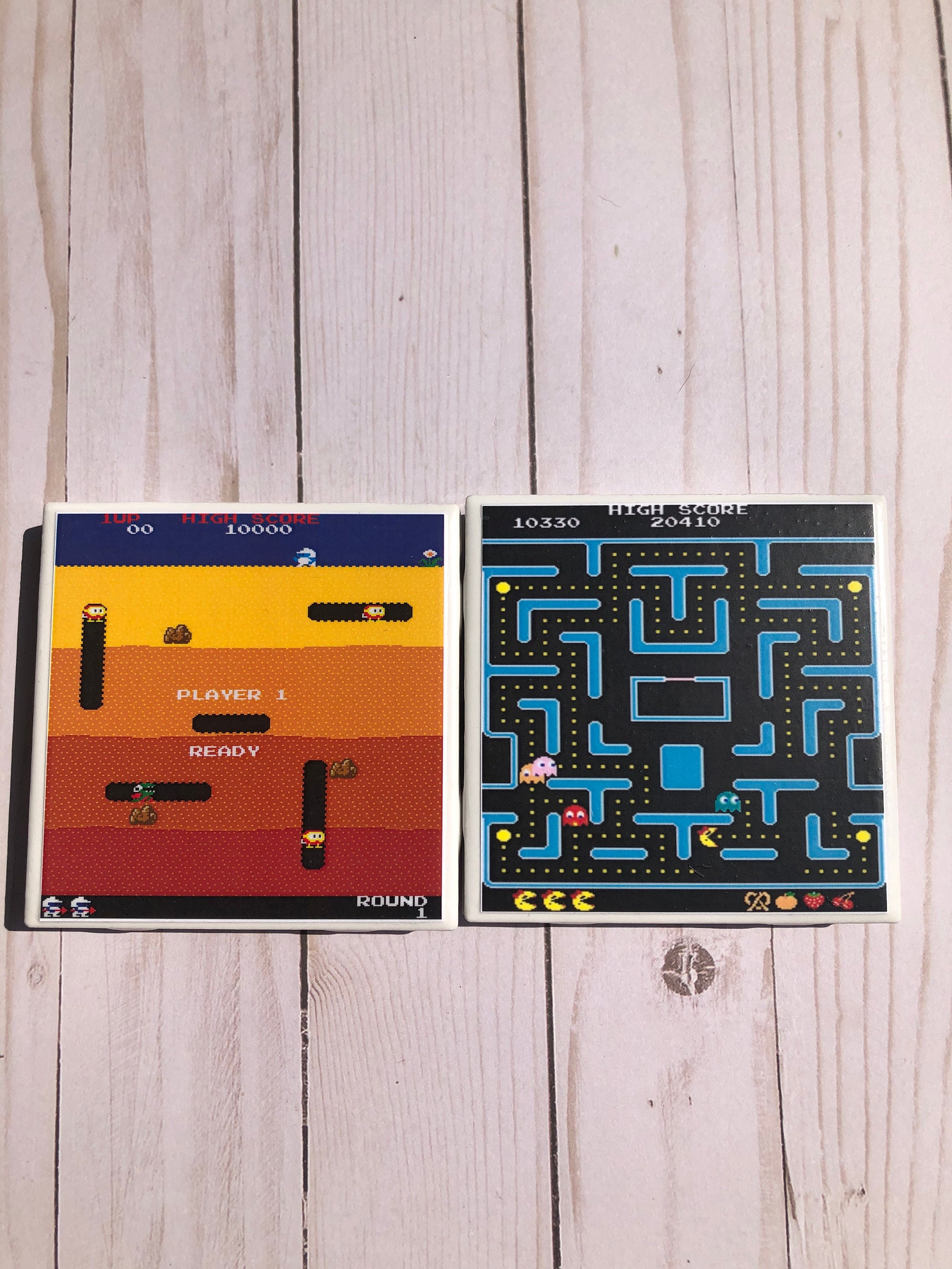 Arcade Games Coasters Ceramic Tile Coasters Video Game Etsy