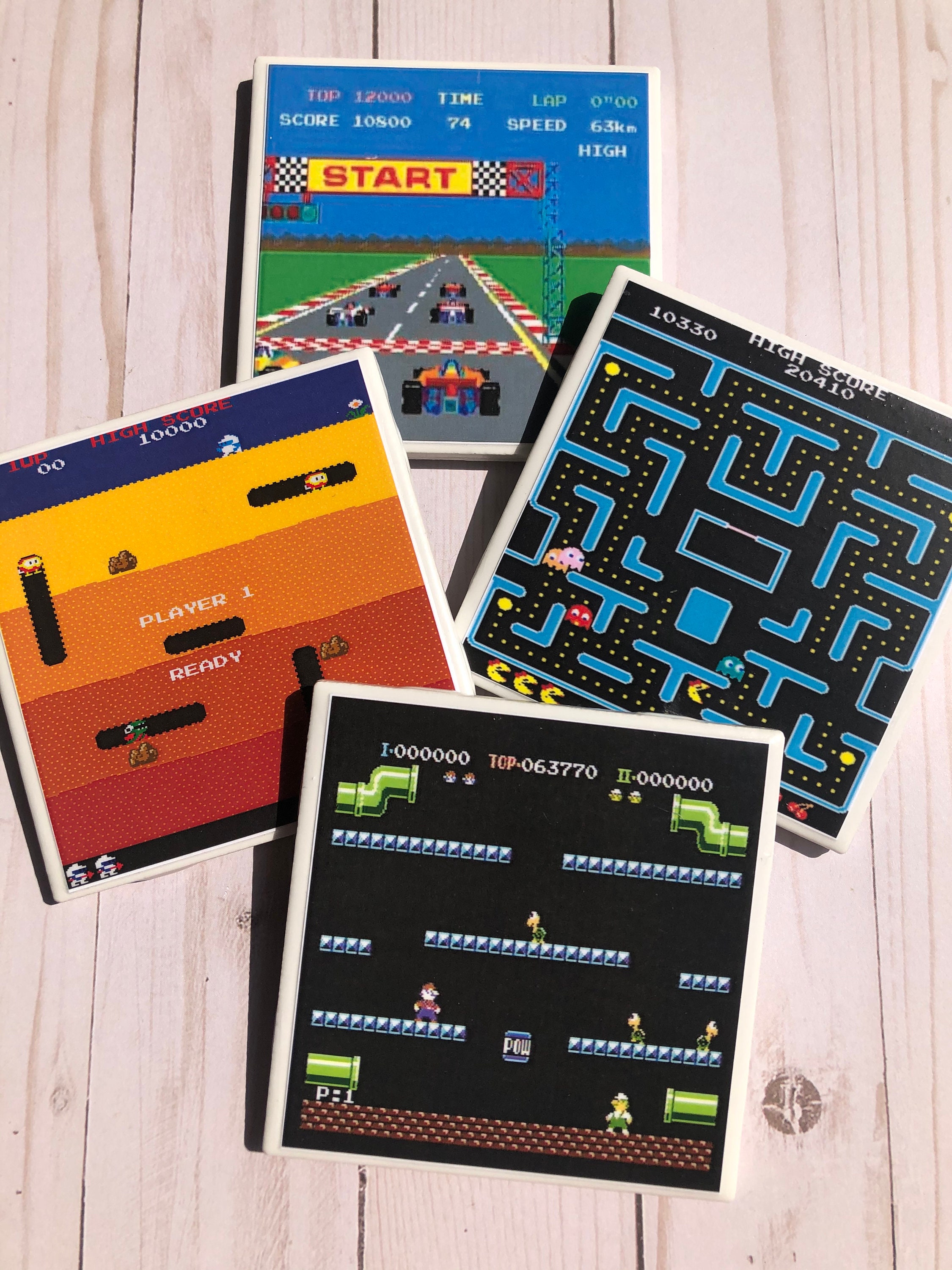 Arcade Games Coasters Ceramic Tile Coasters Video Game Etsy