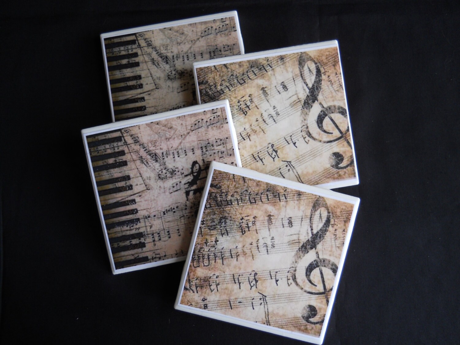Music Coasters Ceramic Tile Coasters Music Sheets Drink Etsy