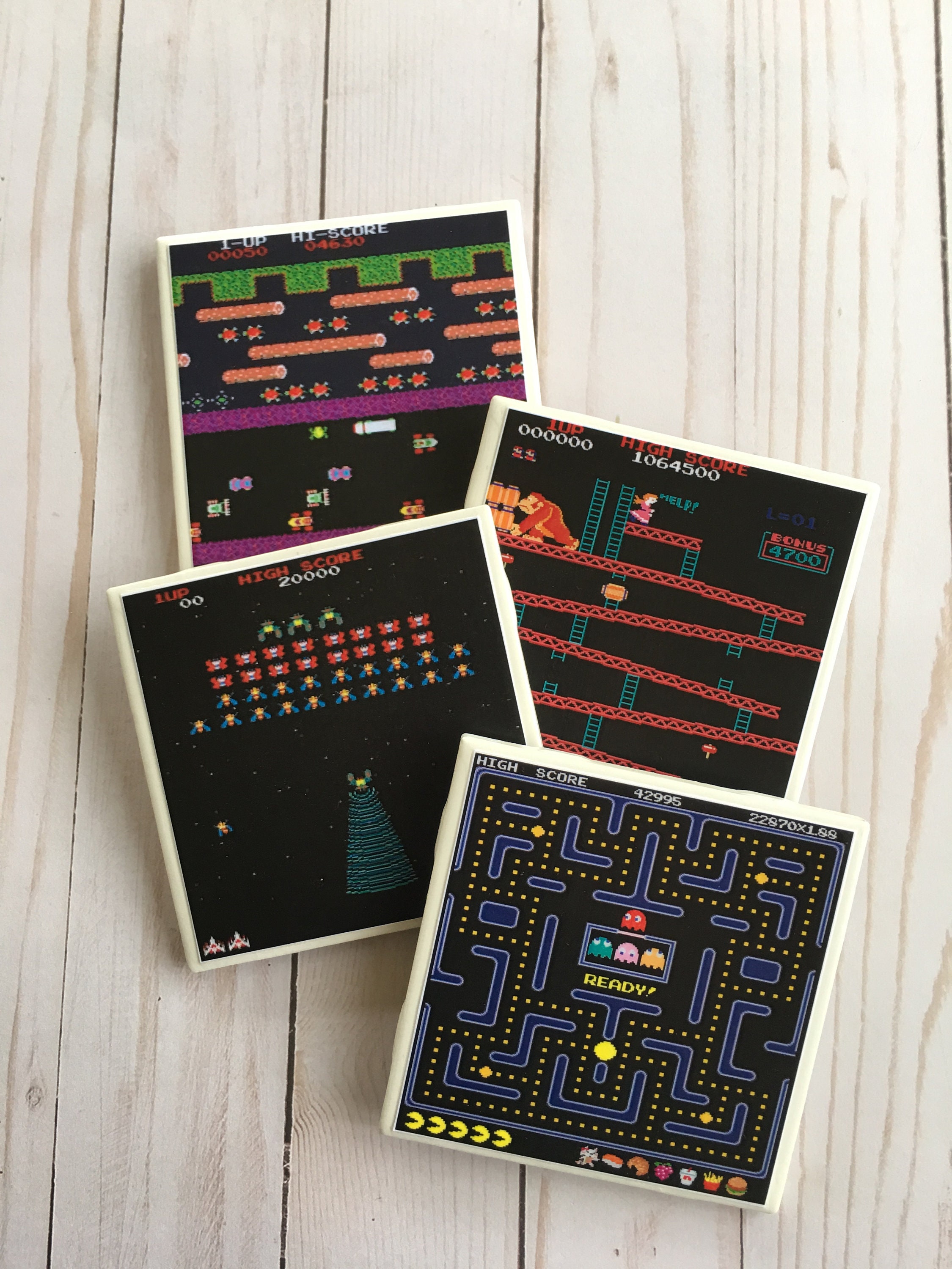 Arcade Games Coasters Ceramic Tile Coasters Video Game Etsy