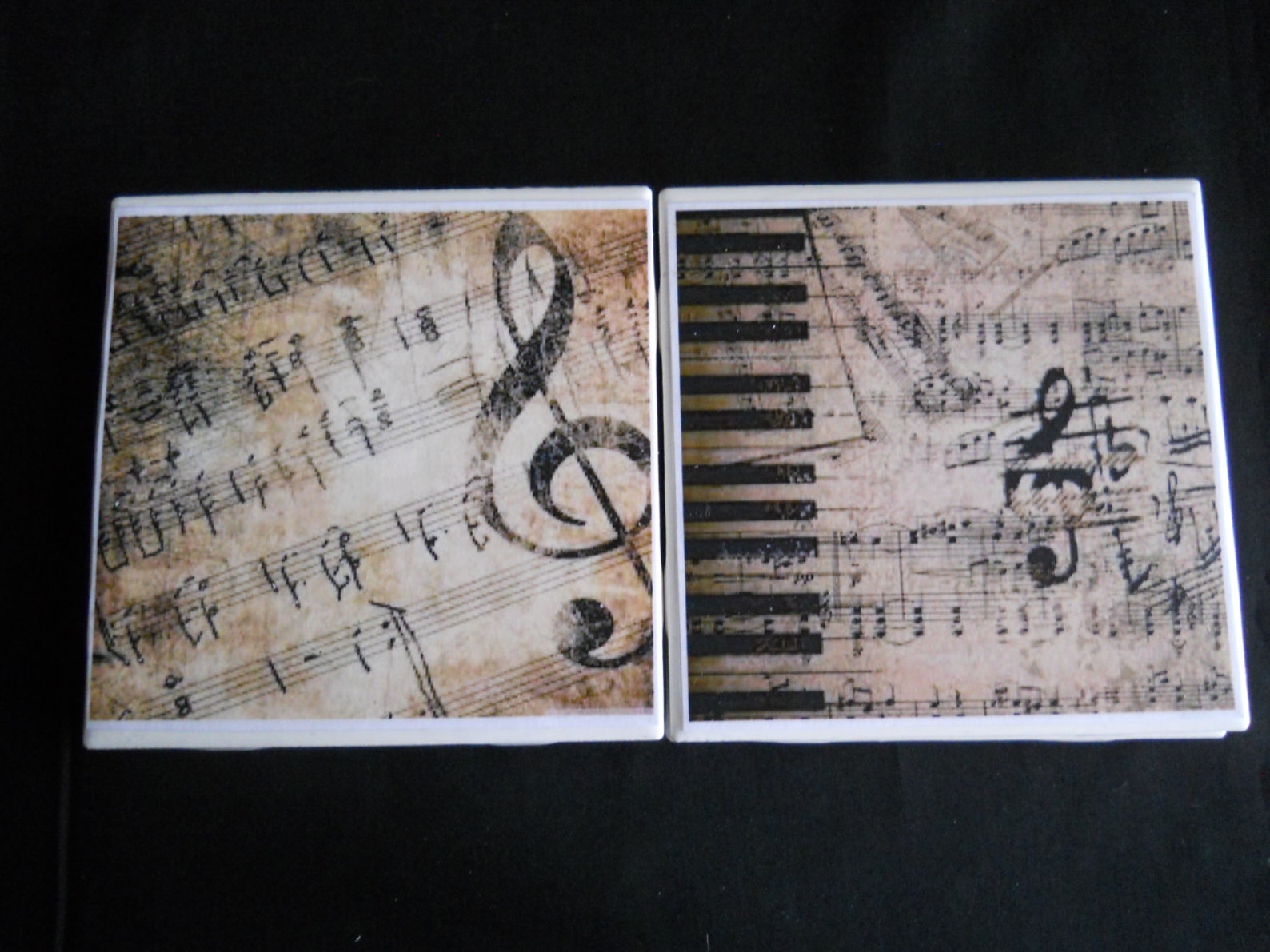 Music Coasters Ceramic Tile Coasters Music Sheets Drink Etsy