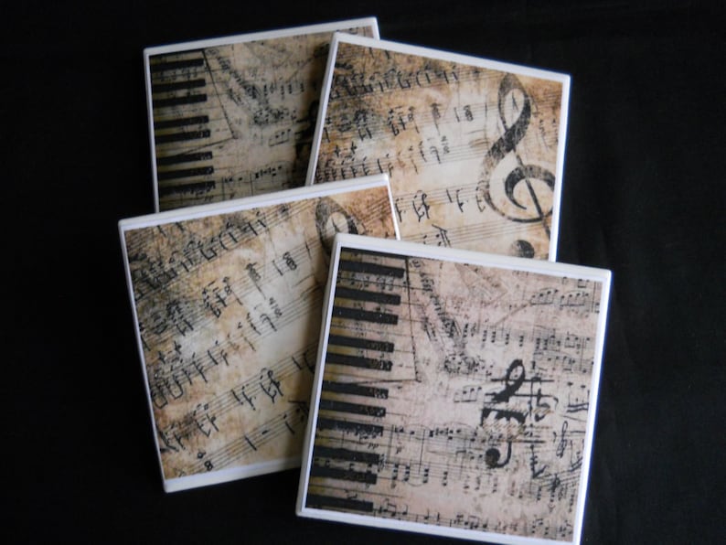 Music Coasters ~ Ceramic Tile Coasters ~ Music Sheets ~ Drink Coasters ~ Home Decor ~ Music Teacher Gift ~ Music Lover Gift ~ Bar Coasters