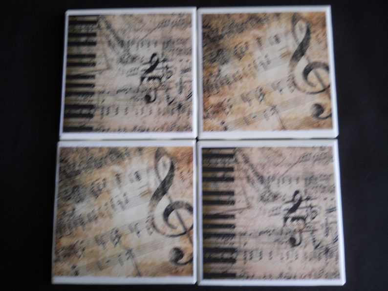 Music Coasters ~ Ceramic Tile Coasters ~ Music Sheets ~ Drink Coasters ~ Home Decor ~ Music Teacher Gift ~ Music Lover Gift ~ Bar Coasters
