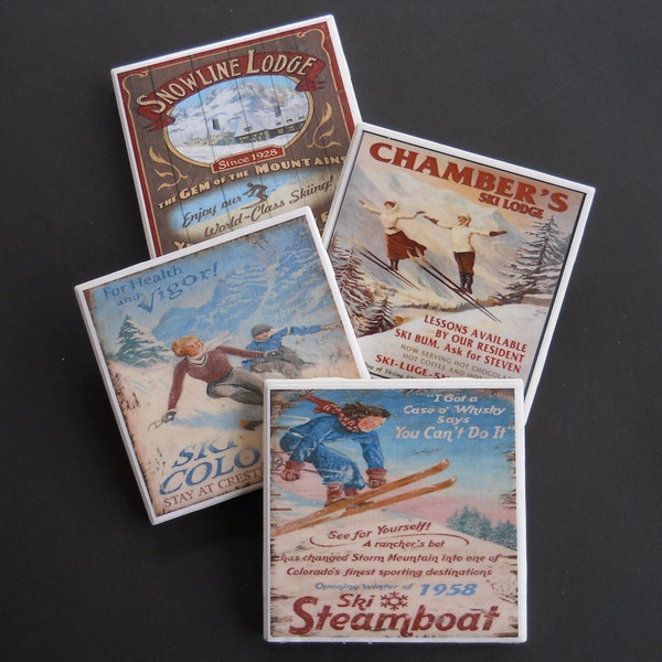 Ceramic Coasters (Set of 4) - Ski Champ main image 1