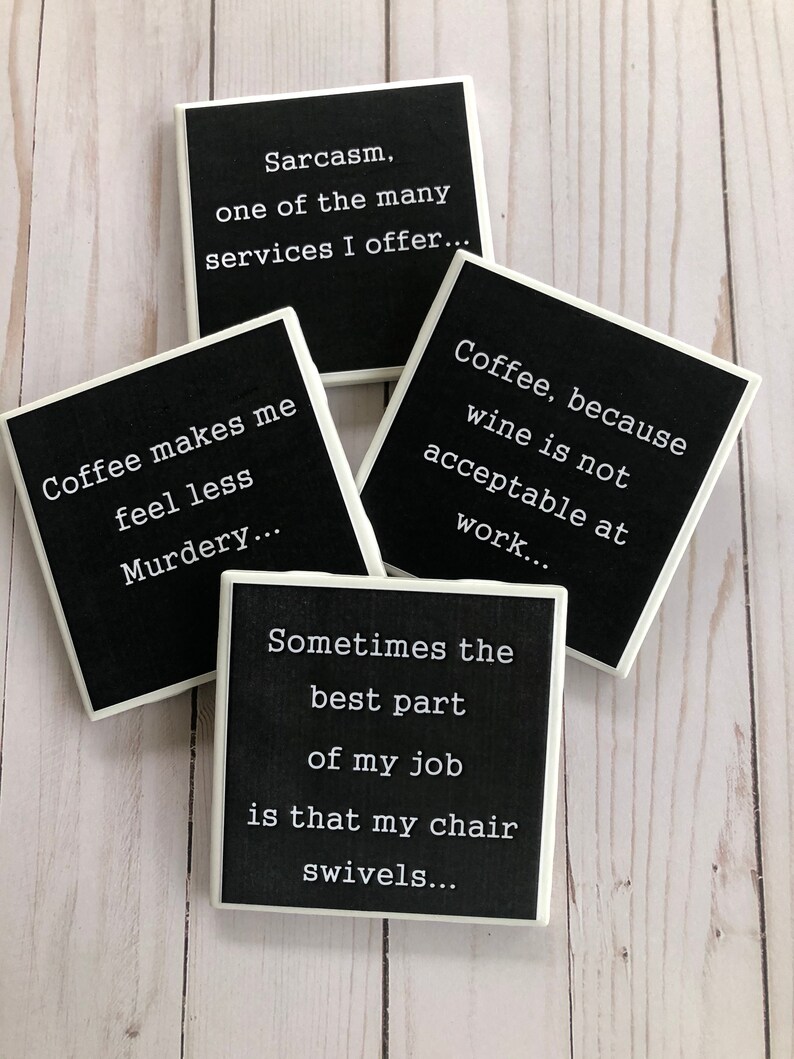 Funny Coasters Coasters for Work Tile Coasters Desk Etsy