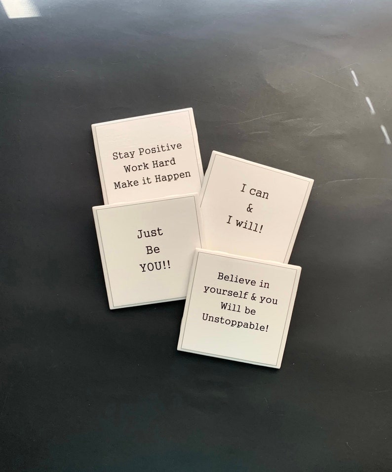 Inspirational Coasters Tile Coasters Work Coasters Etsy
