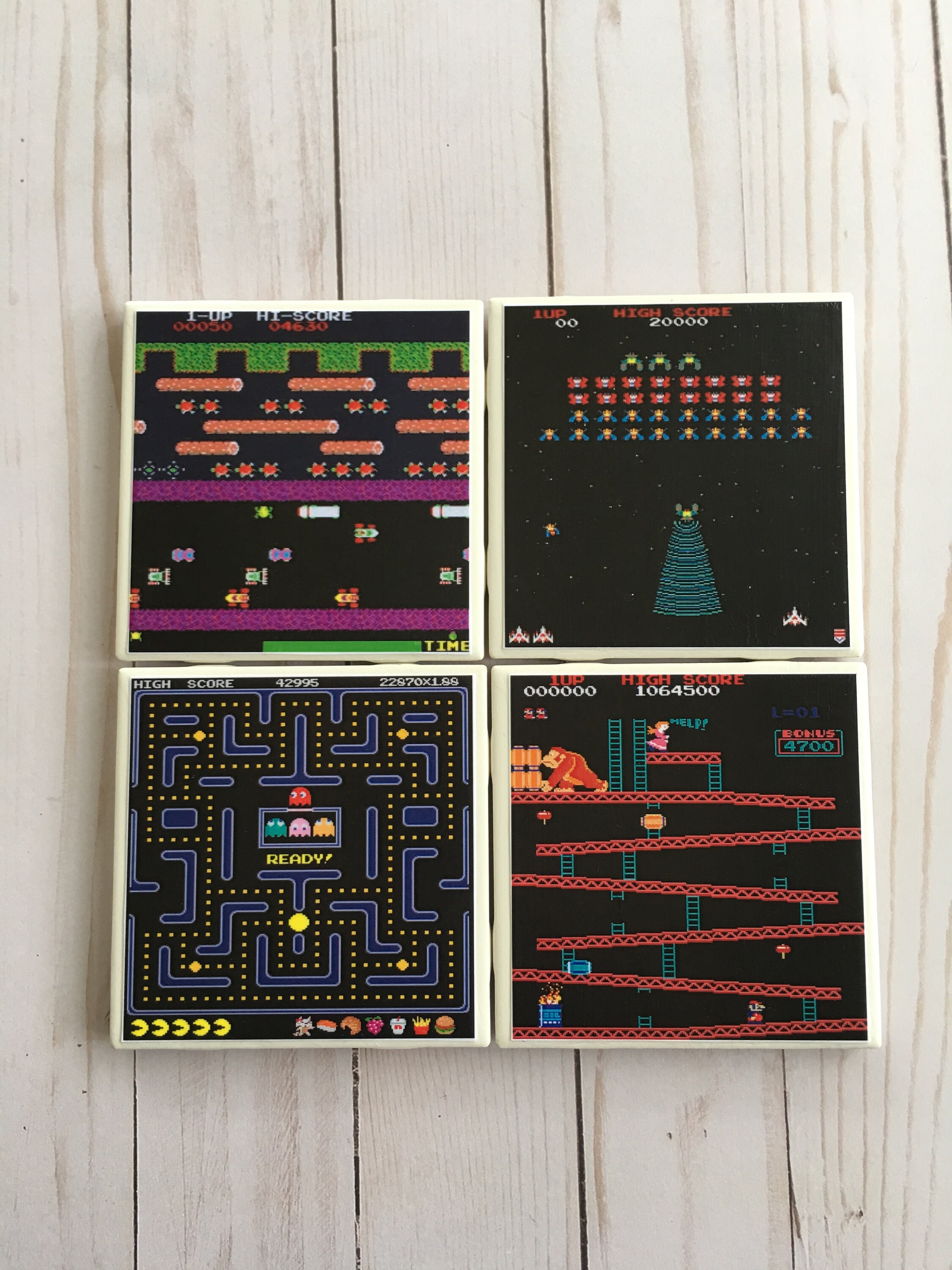 Arcade Games Coasters Ceramic Tile Coasters Video Game Etsy