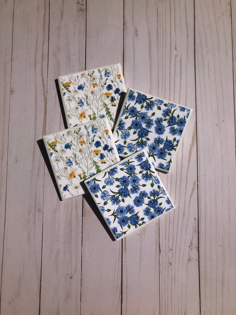 Flower Coasters Tile Coasters Pretty Coasters Coaster Etsy