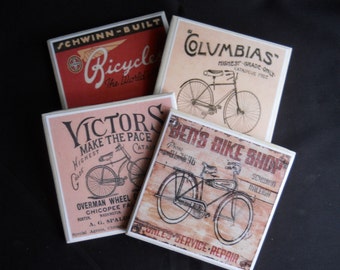 Bicycle Coasters ~ Bicycles ~ Vintage Bicycles ~ Ceramic Tile Coasters ~ Table Coasters ~ Drink Coasters ~ Home Decor ~ Housewarming Gift