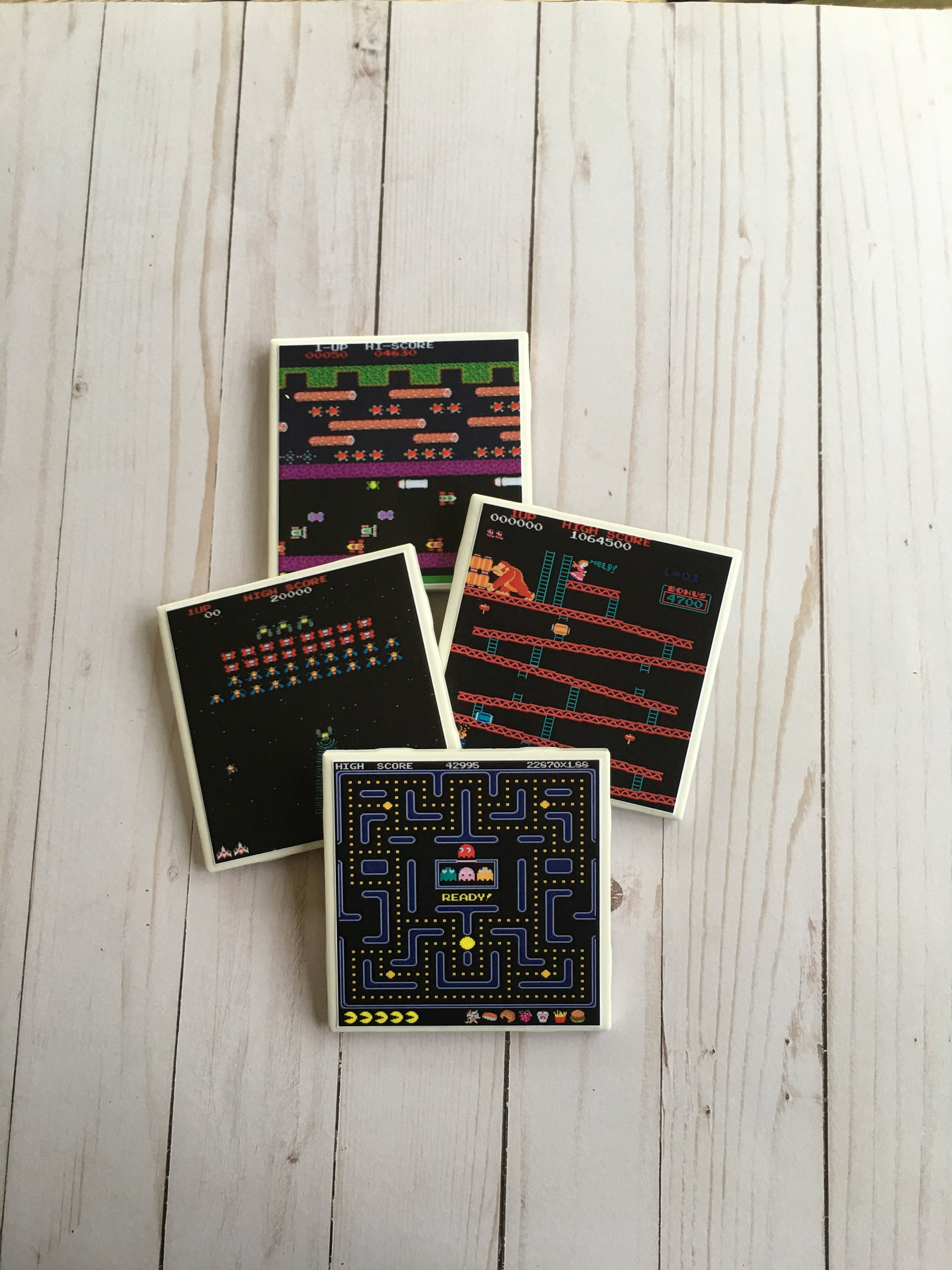 Arcade Games Coasters Ceramic Tile Coasters Video Game Etsy