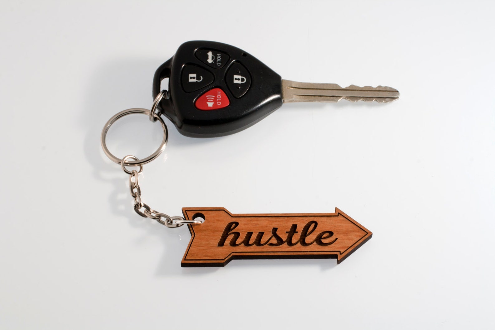 Hustle Keychain Zipper Pull Wooden Keychain Motivation One Etsy