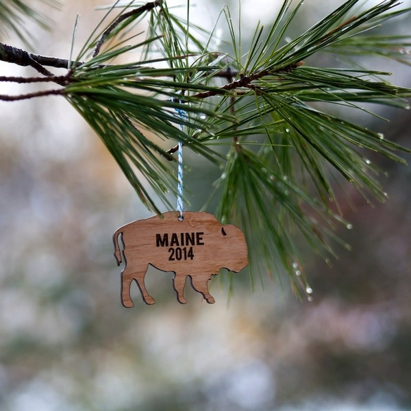 Customizable Buffalo Christmas Tree Ornament, MaineTeam