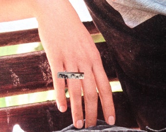 Silver ring, silver and copper, sterling silver jewelry, handmade, antiqued, metalwork, rectangular, statement ring, SIZE 8