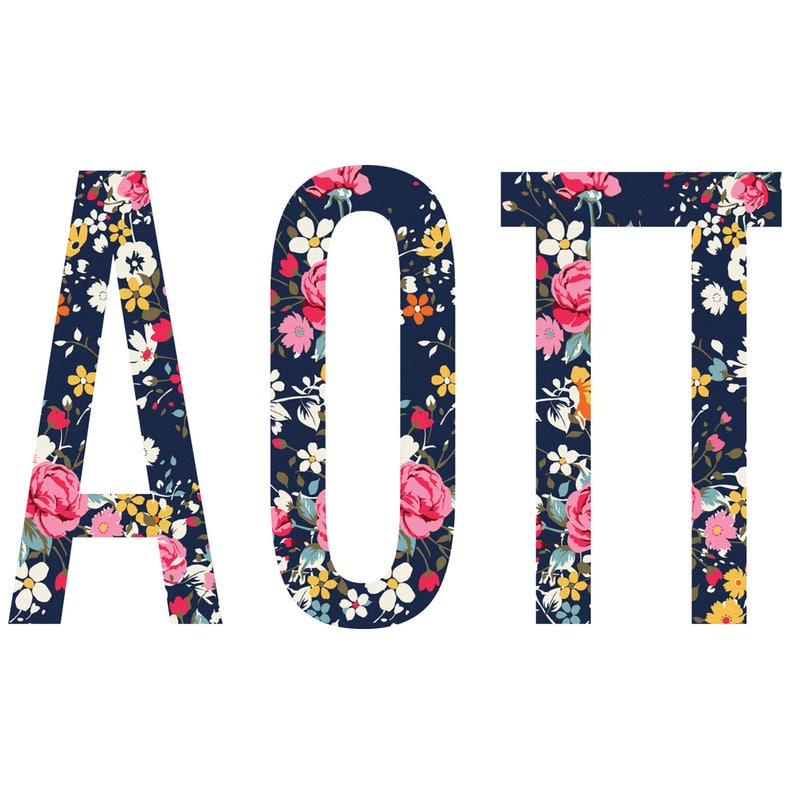 Alpha Omicron Pi Aoii Sorority Standard Greek Font Floral Etsy