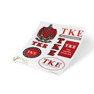 Tau Kappa Epsilon Fraternity Traditional Crest and Letter Sticker Decal Laptop Water Bottle Car (Sheet)